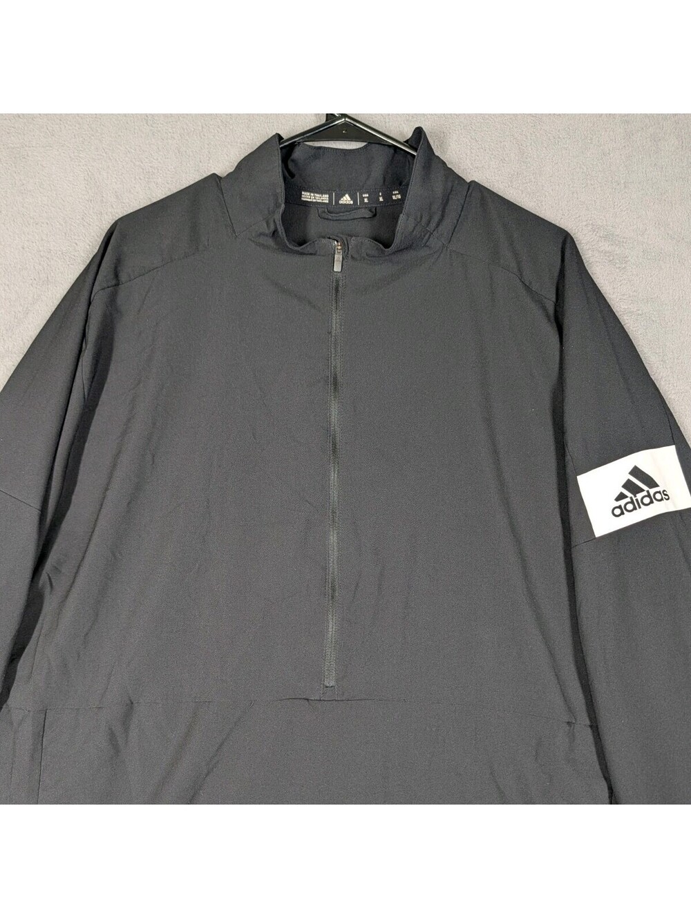 Adidas Mens XL Black Climalite Golf Windbreaker 1/4 Zip Pullover Jacket Athletic